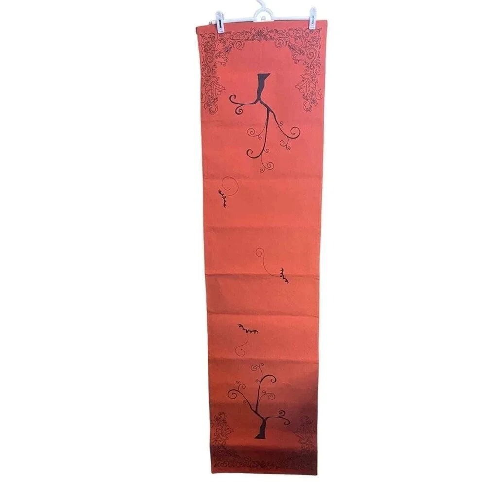 Tag‎ Halloween Table Runner Orange Spooky Tree Bats Filigree Decor
